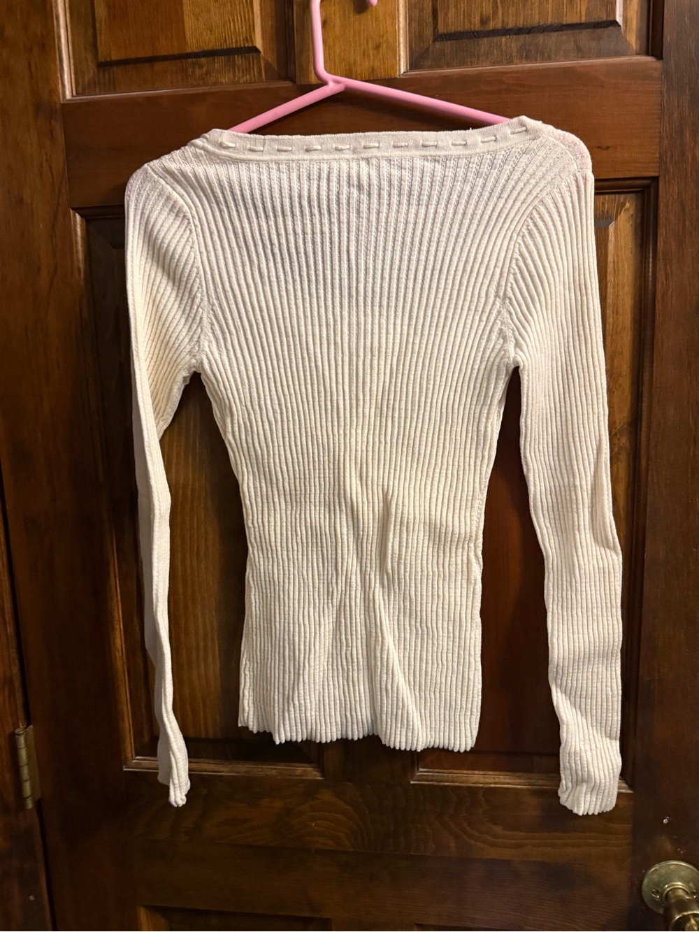 Cache Cream Ribbed Button-Front Long Sleeve Top - Picture 2 of 2